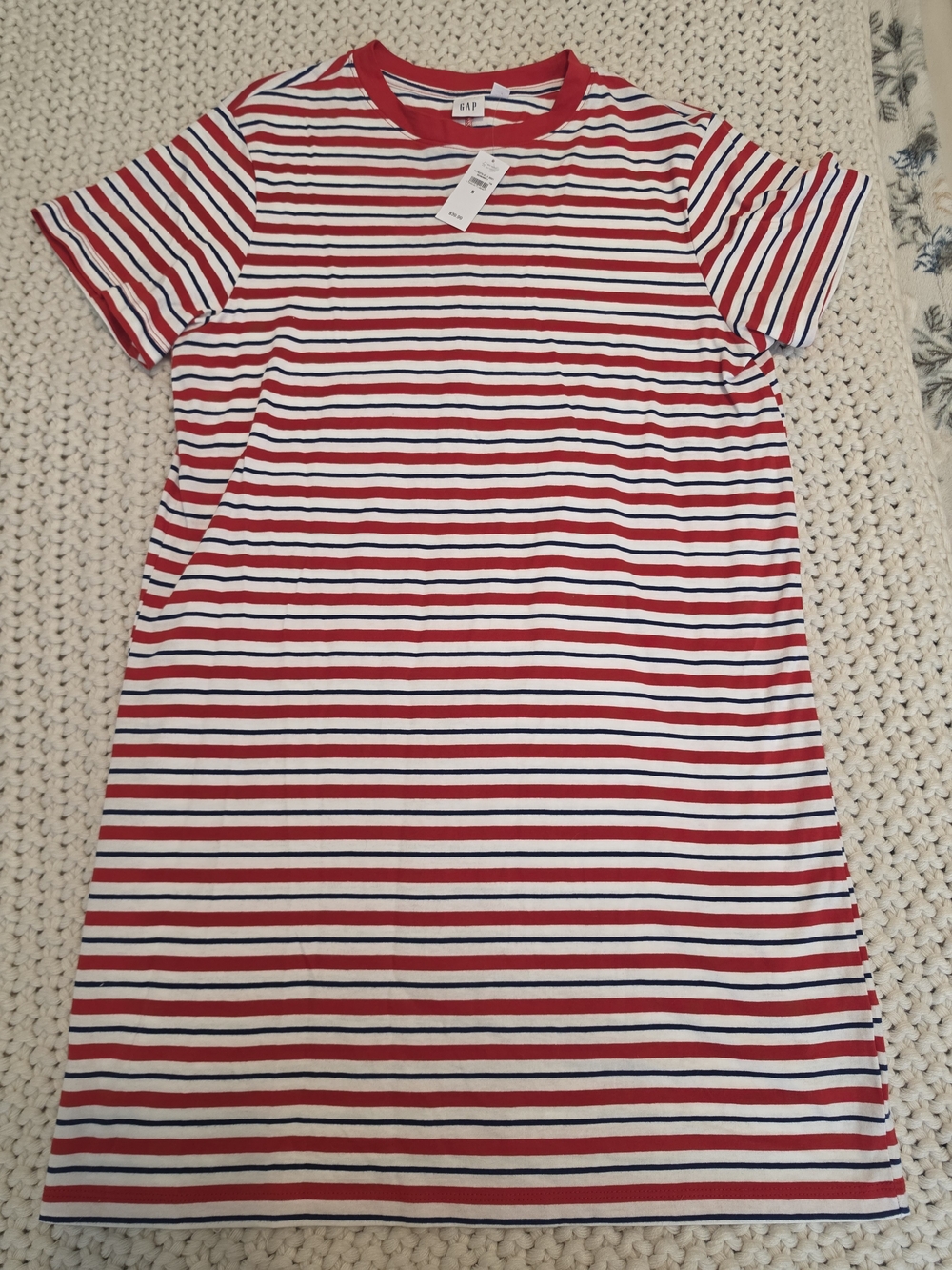 GAP Red, White & Navy Striped Casual T-Shirt Dress